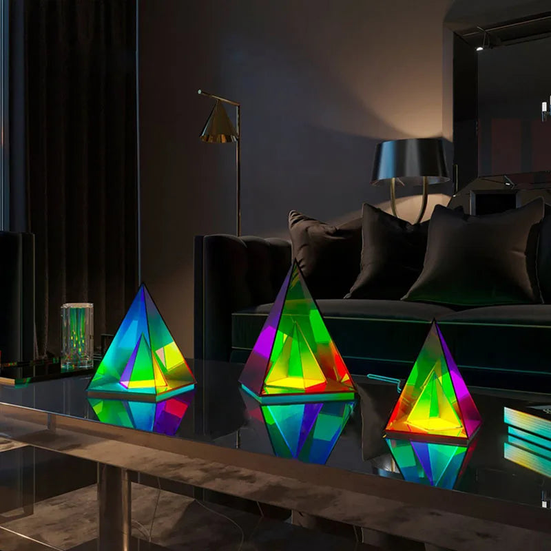 3D Pyramid Water Cube Desk Lamp