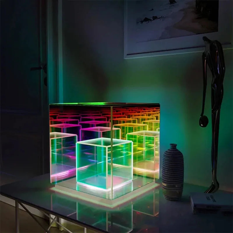 3D Pyramid Water Cube Desk Lamp